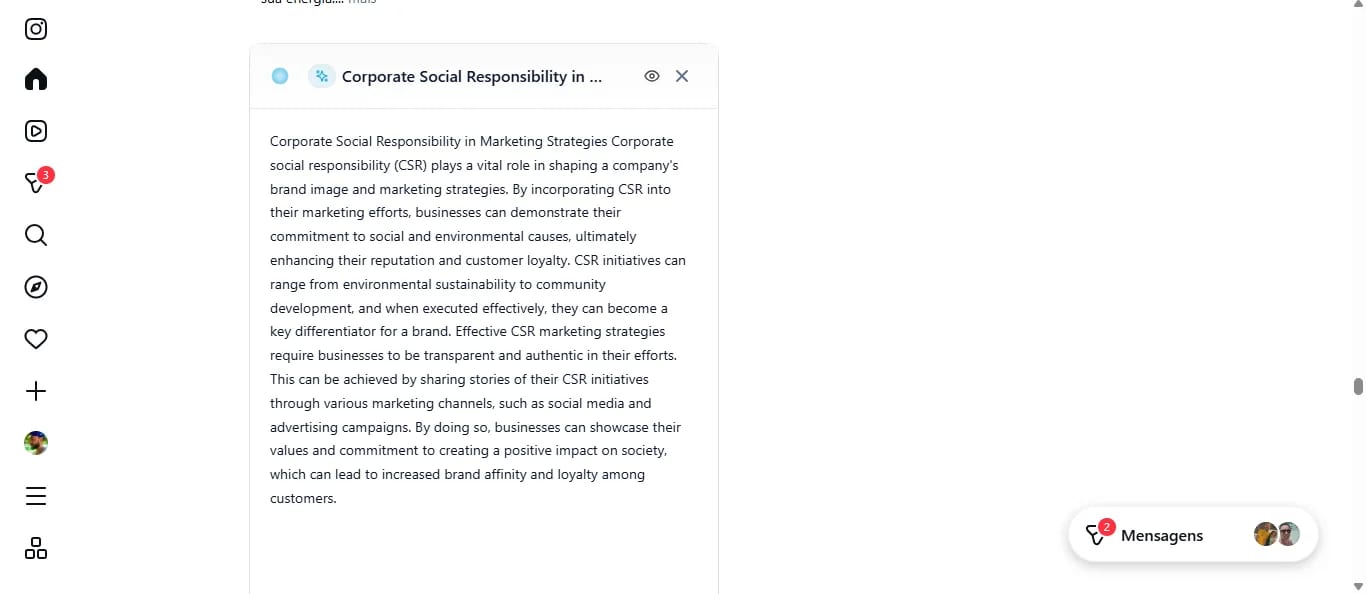 Instagram with AI-generated learning content