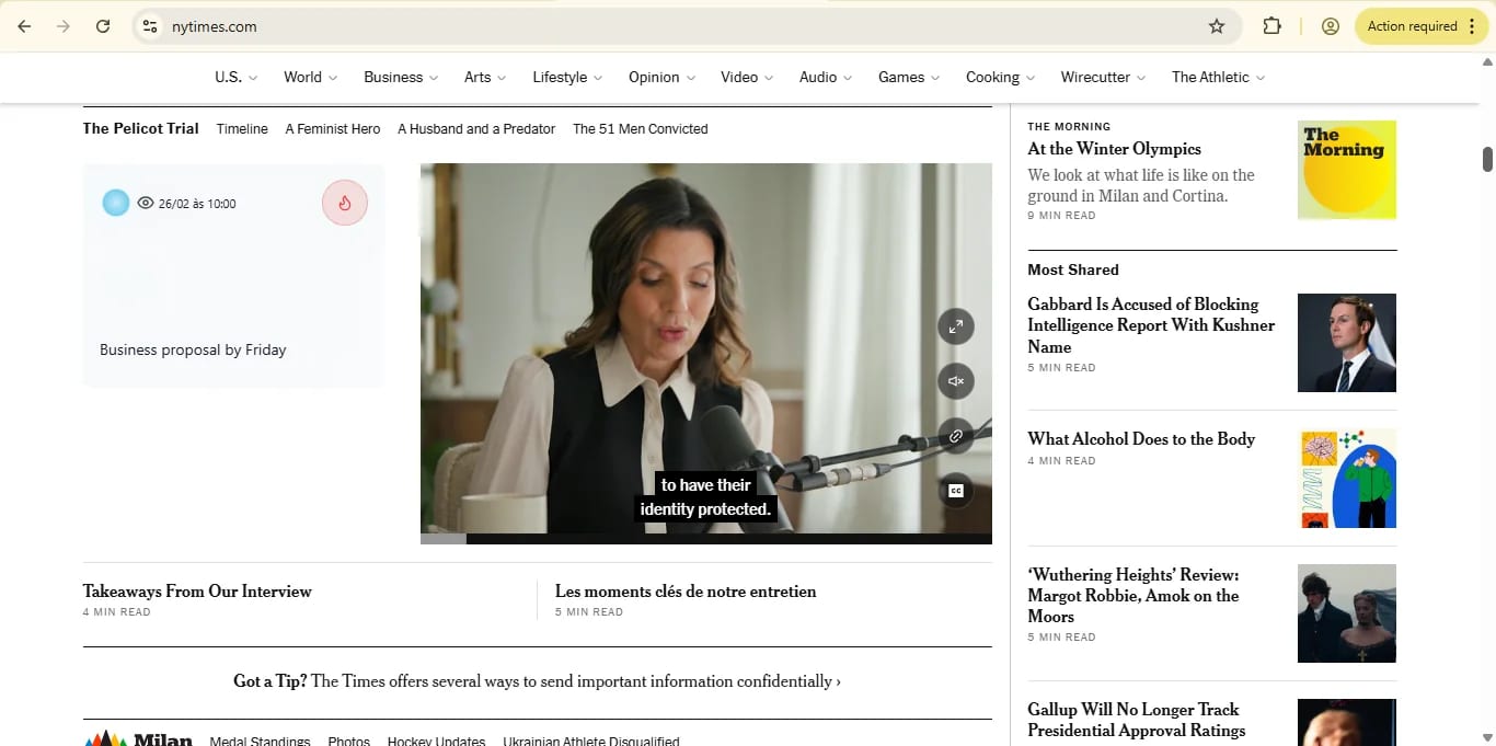 The New York Times with personalized reminders
