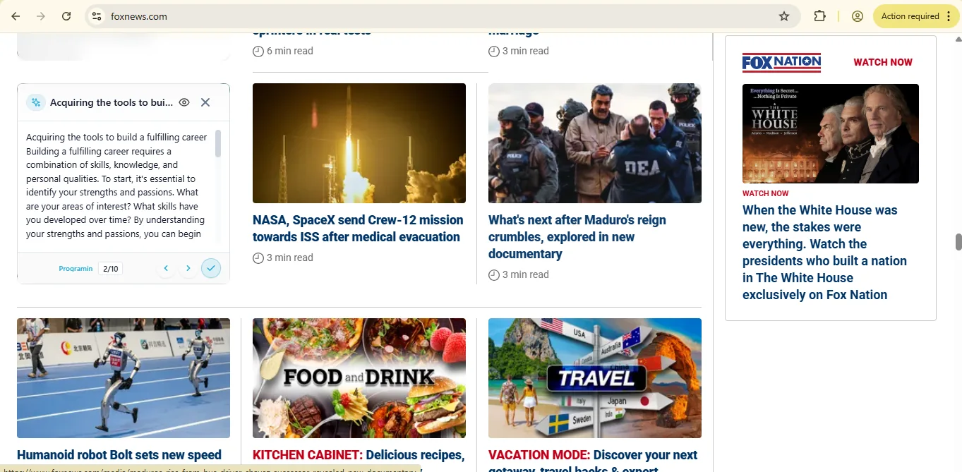 Fox News with AI-generated learning content