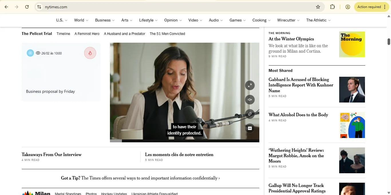 The New York Times with personalized reminders (variation)