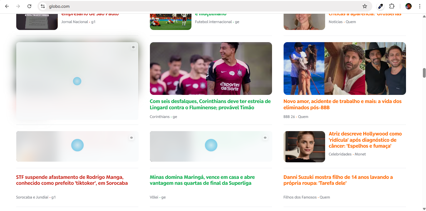 Globo.com with general protection enabled