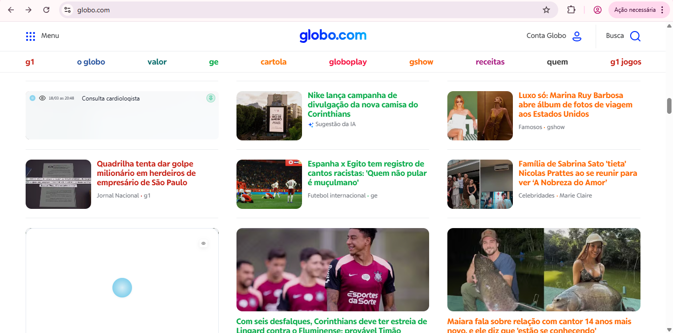 Globo.com with personalized reminders